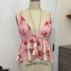 Free people sample!!! Floral Pink Sleeveless Top